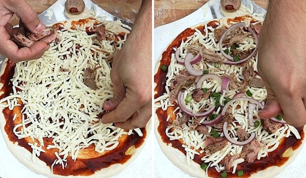 topping the pizza