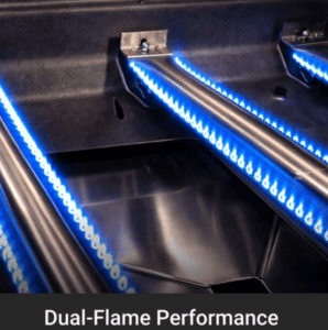 Blue light flames on grill