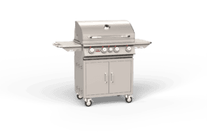 Steel Grill on cart with lid closed